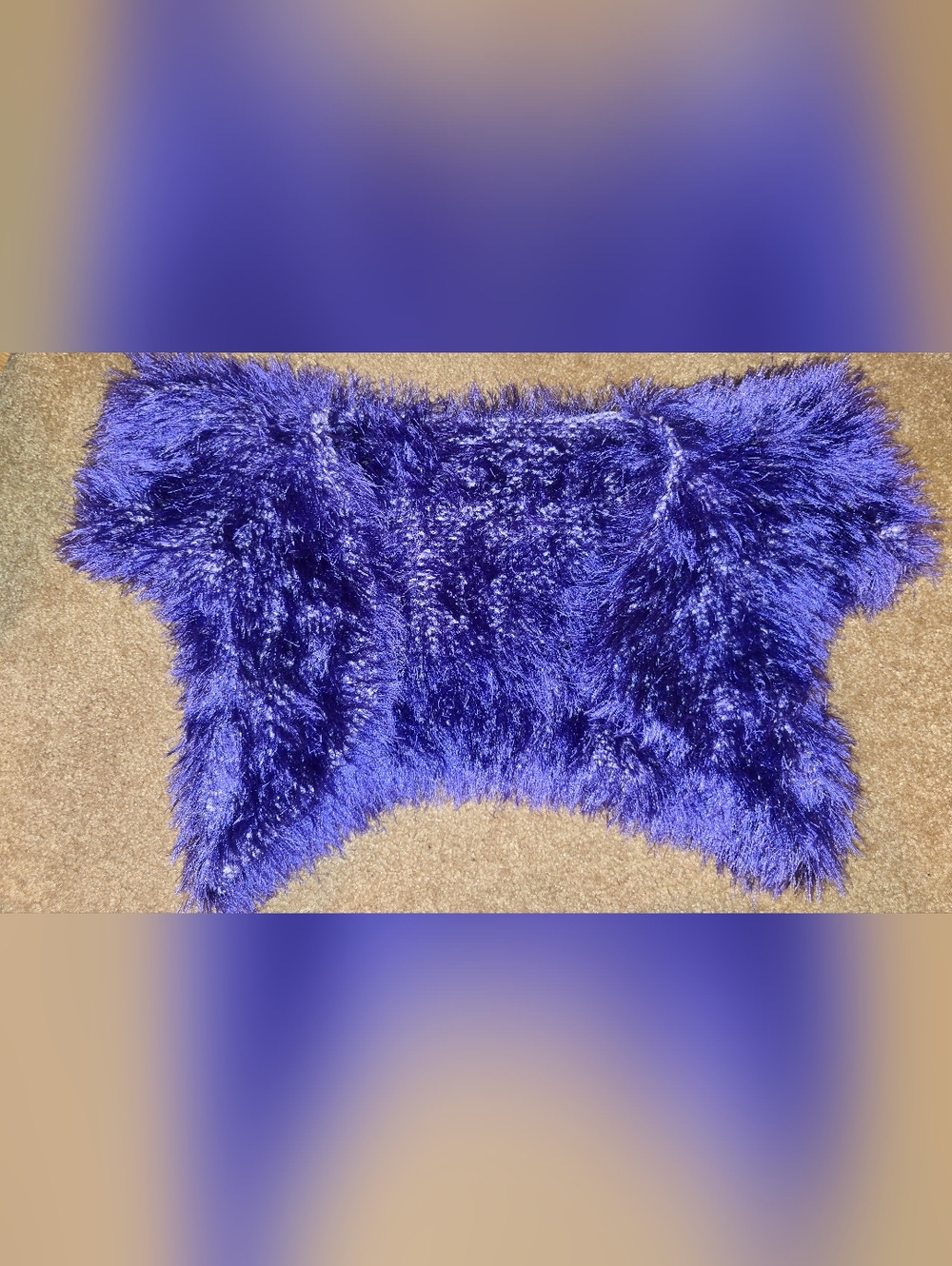Purple Fuzzy Eyelash Yarn Cover Jacket Short Sleeve Fur